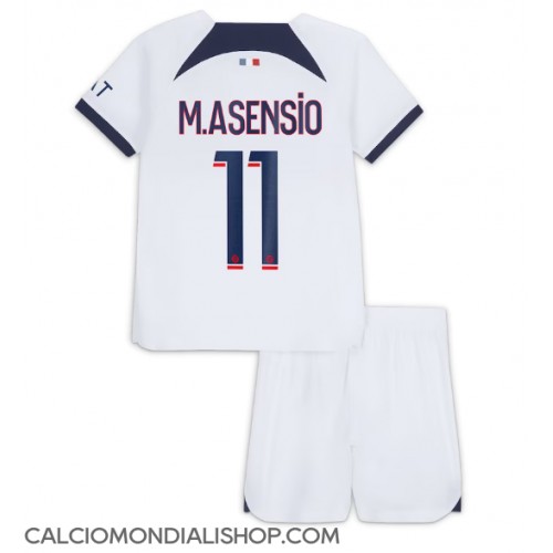 Maglie da calcio Paris Saint-Germain Marco Asensio #11 Seconda Maglia Bambino 2023-24 Manica Corta (+ Pantaloni corti)